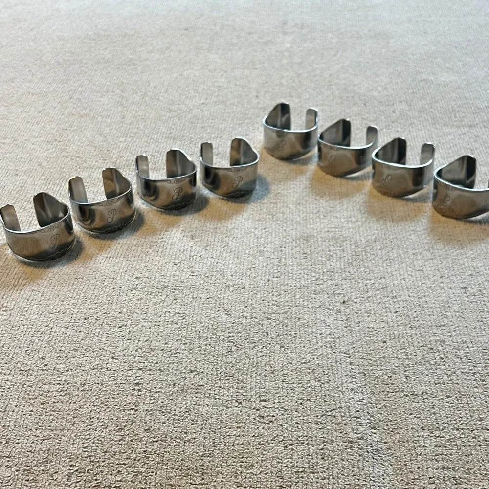Vtg Custom Craft Stainless Monogrammed P Flatware Set Case Napkin Rings 79 pc